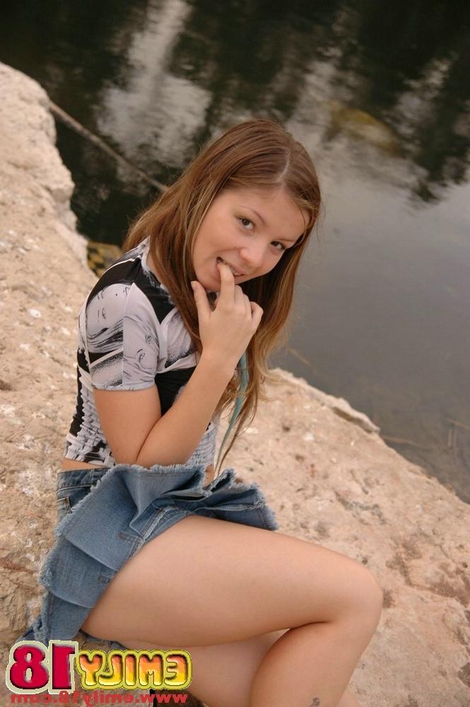 15P Teen Emily pulling her skirt up