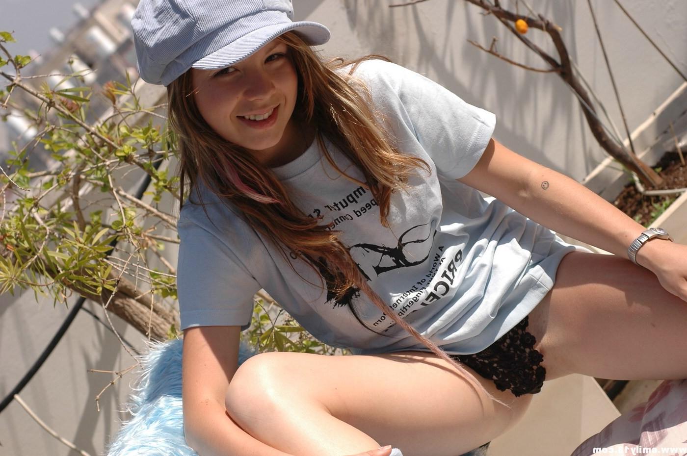 15P Emily in a tshirt and thong