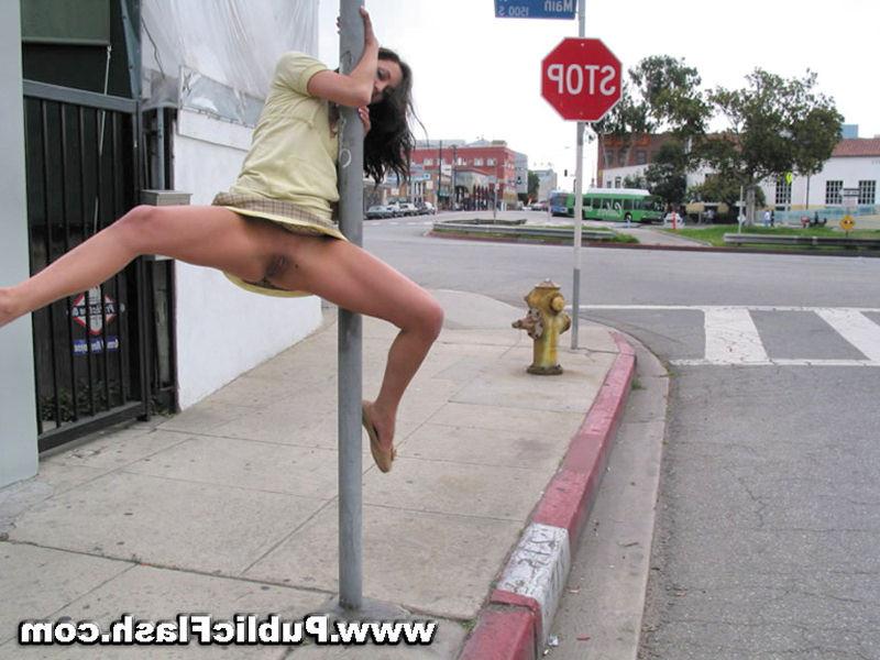 16P Babe flashing pantyless upskirts pussy at bus stop