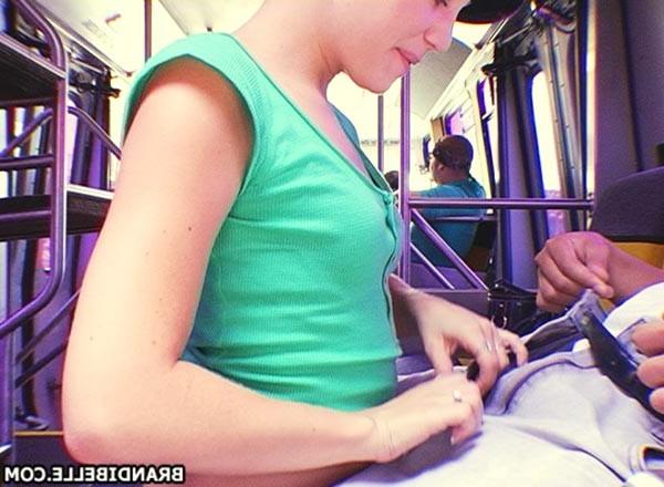 16P teen Brandi Belle giving a blowjob in the public bus