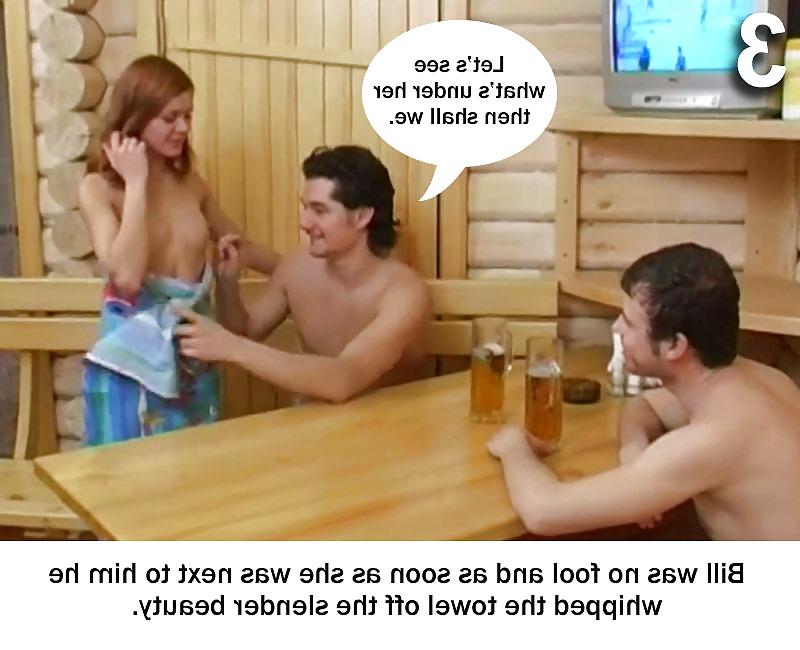 18P Teens First Threesome with Captions