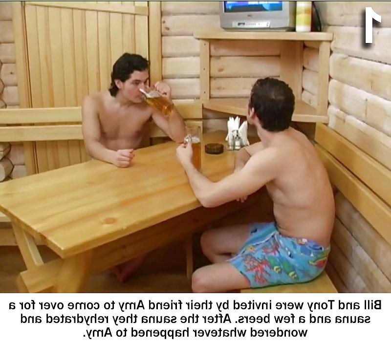 18P Teens First Threesome with Captions