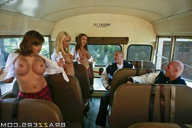 15P naughty big tit school girls get fucked hardcore together on bus