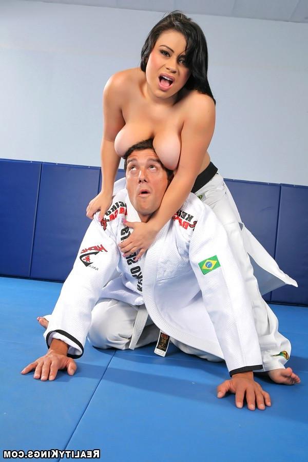 12P Amaing big titty babe cali get nailed on the gym floor by her kung fu instructor