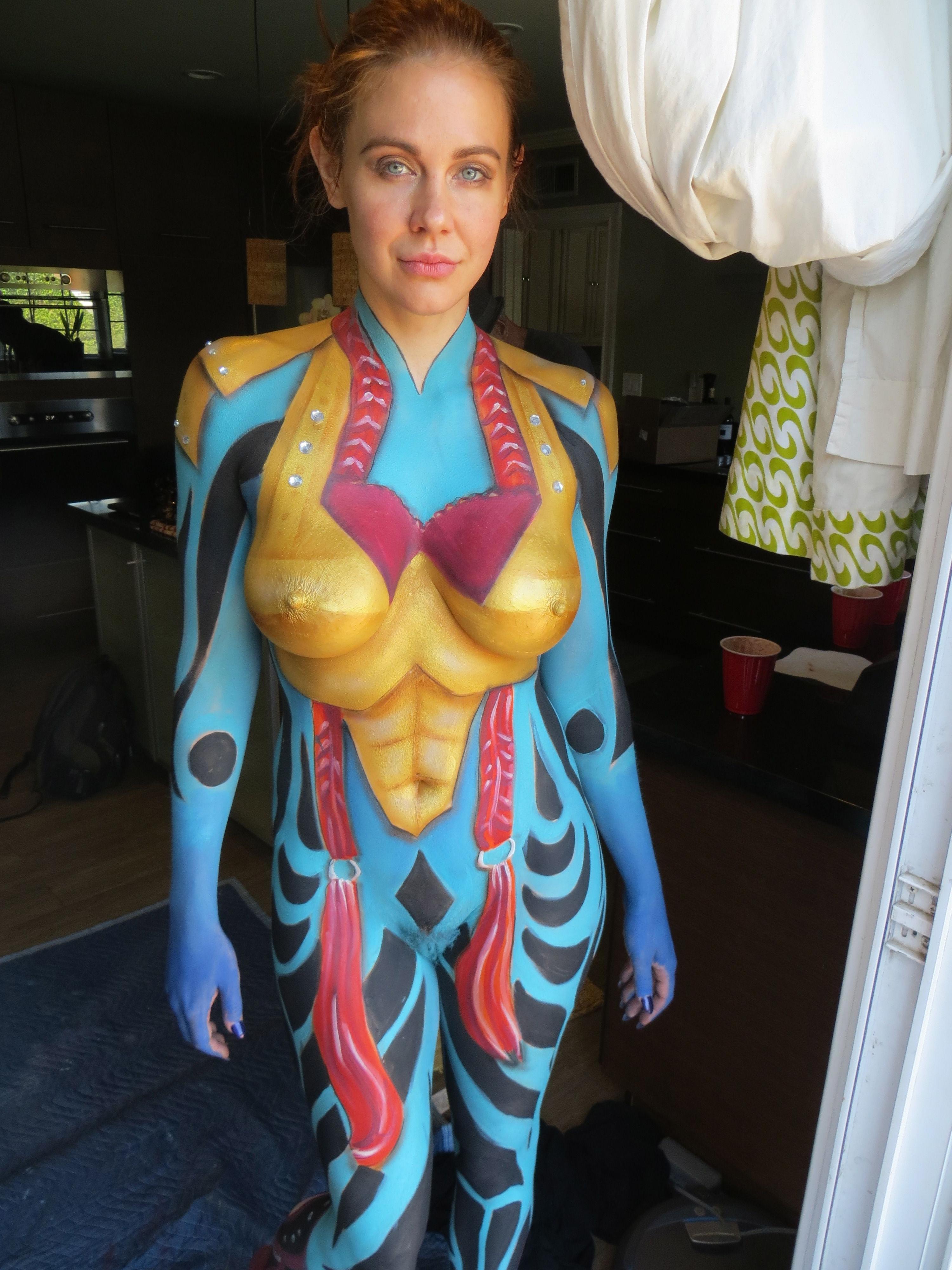 6P Maitland Ward nude bodypaint photos