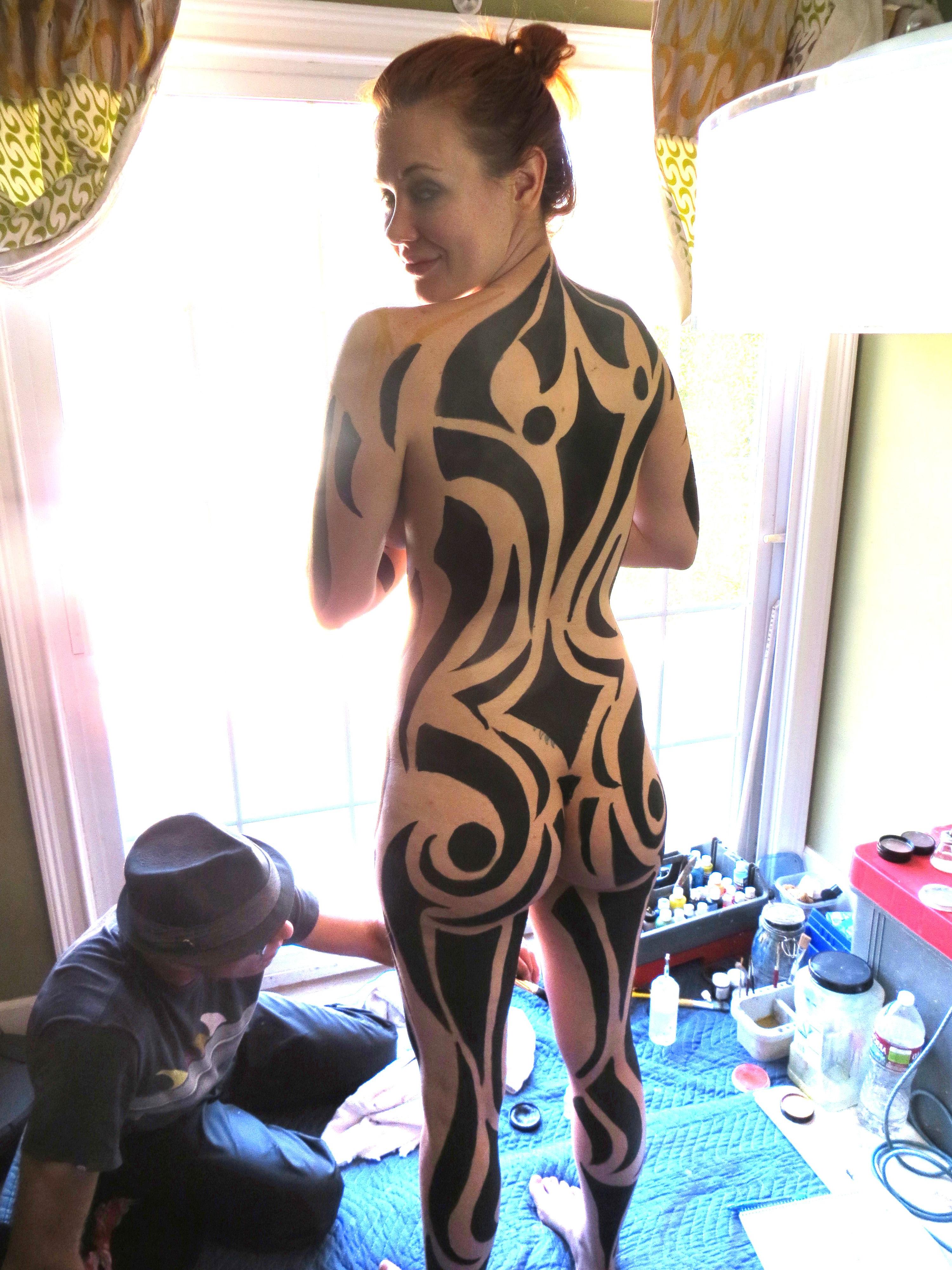 6P Maitland Ward nude bodypaint photos