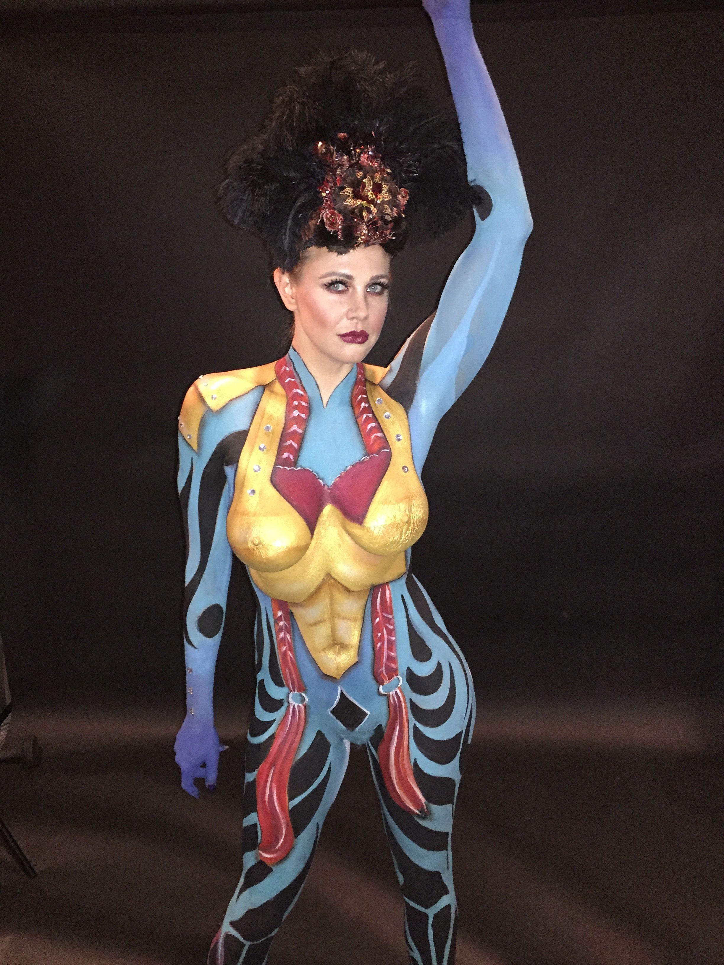 6P Maitland Ward nude bodypaint photos