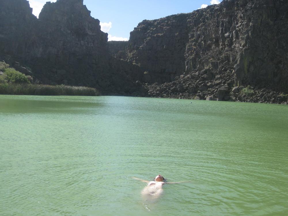 13P NUDIST GIRL IN CRATER LAKE