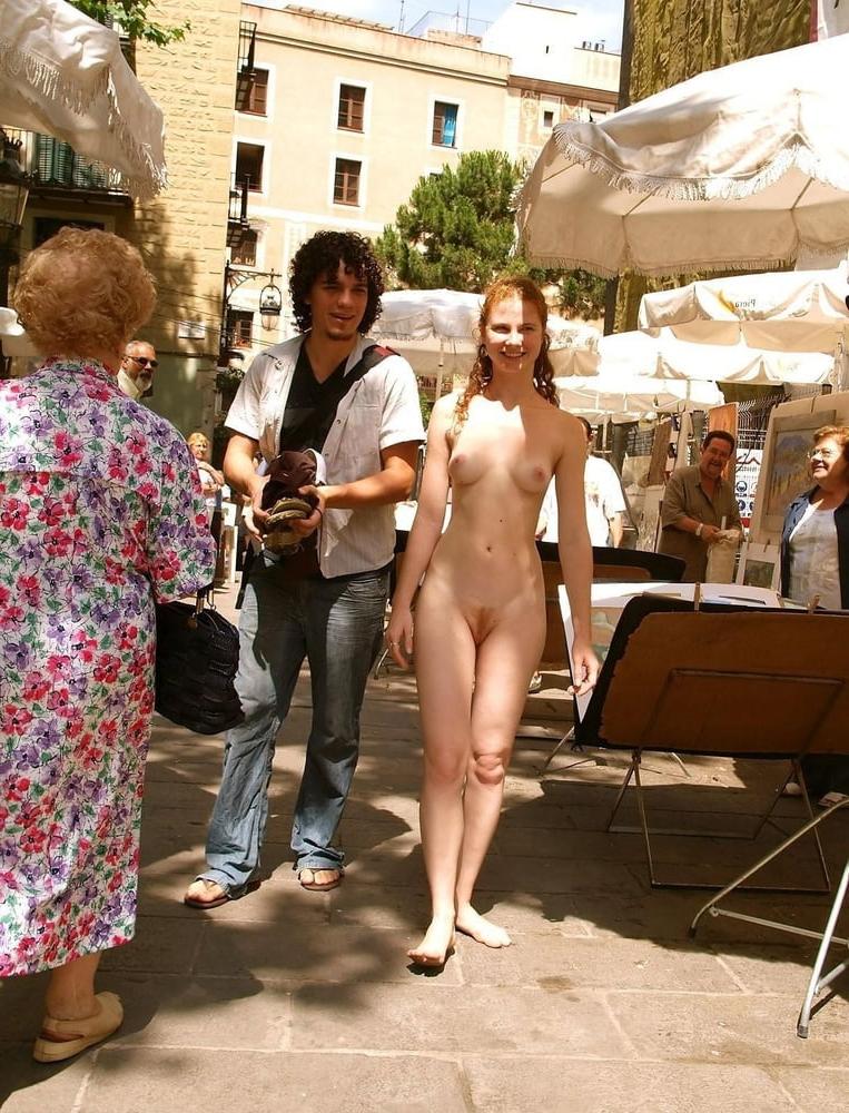 9P Redhead amateur - the most brave public nude girl