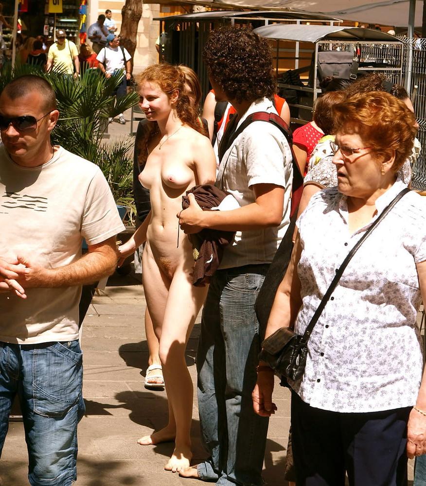 9P Redhead amateur - the most brave public nude girl