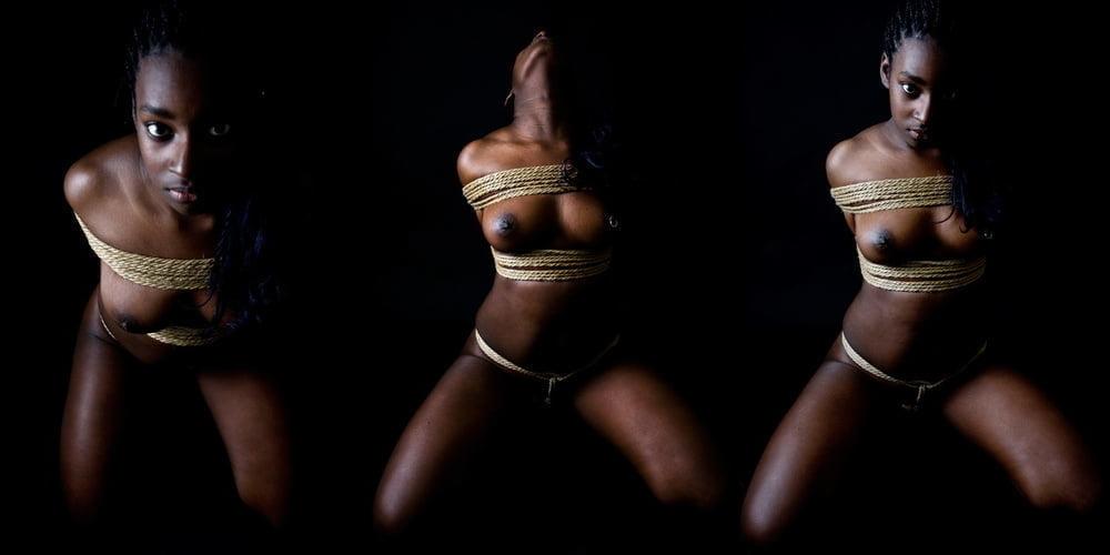 25P Ebony woman Tied Spanking bdsm
