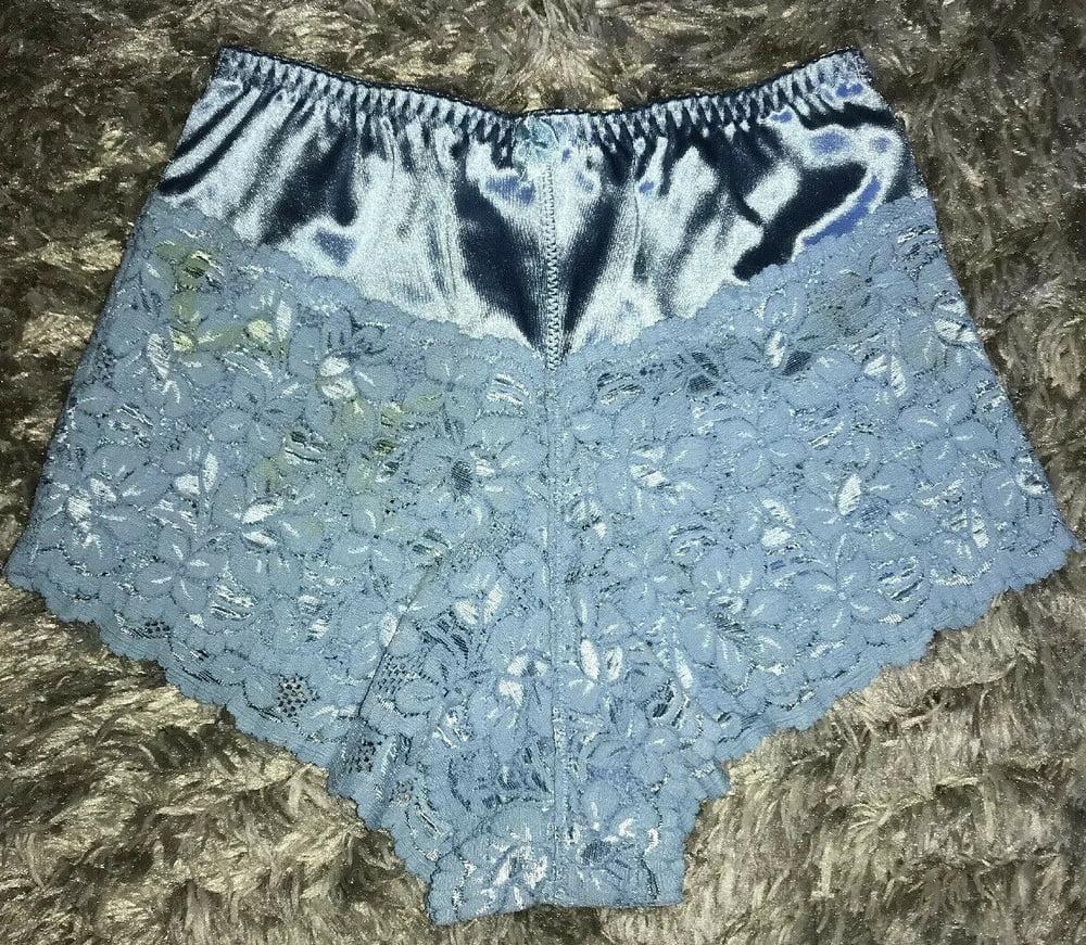 7P Blue SATIN Lacy Control Panties