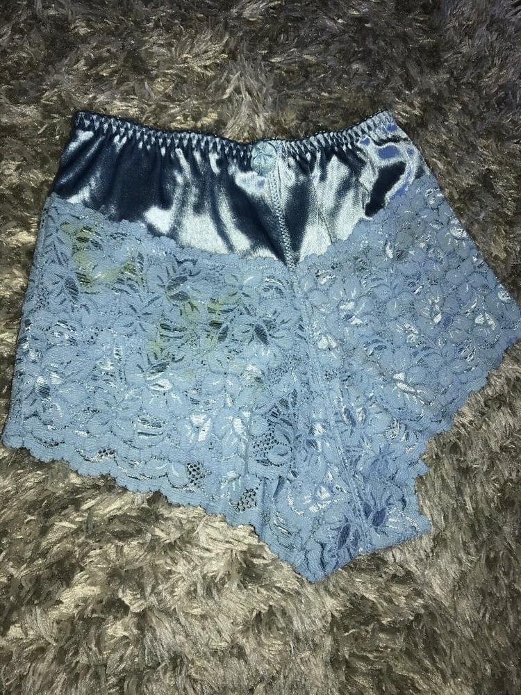 7P Blue SATIN Lacy Control Panties