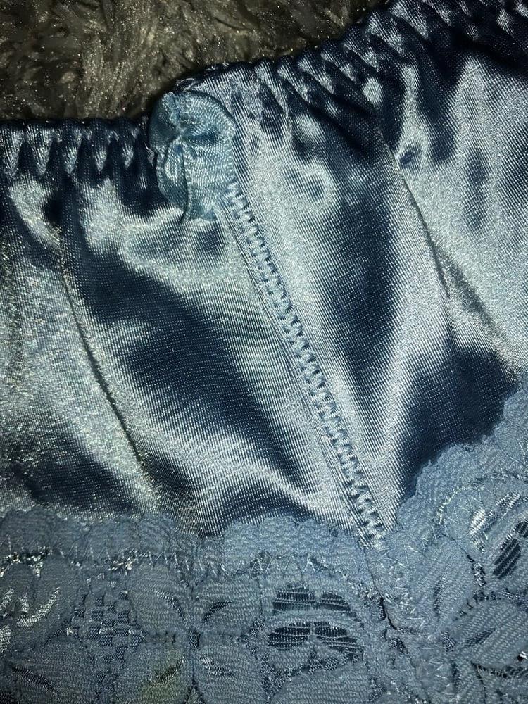 7P Blue SATIN Lacy Control Panties
