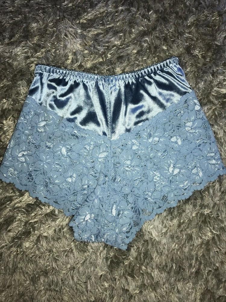 7P Blue SATIN Lacy Control Panties