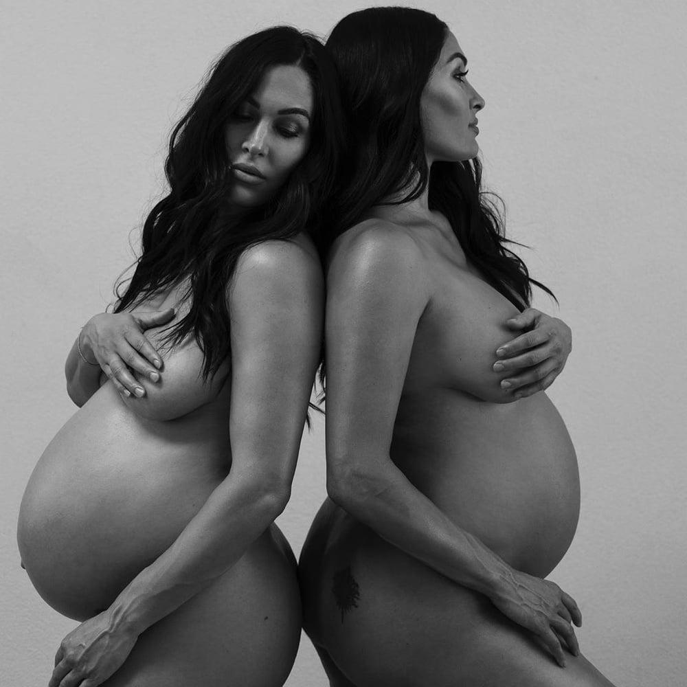 14P Nikki and Brie Bella nude pregnancy photoshoot