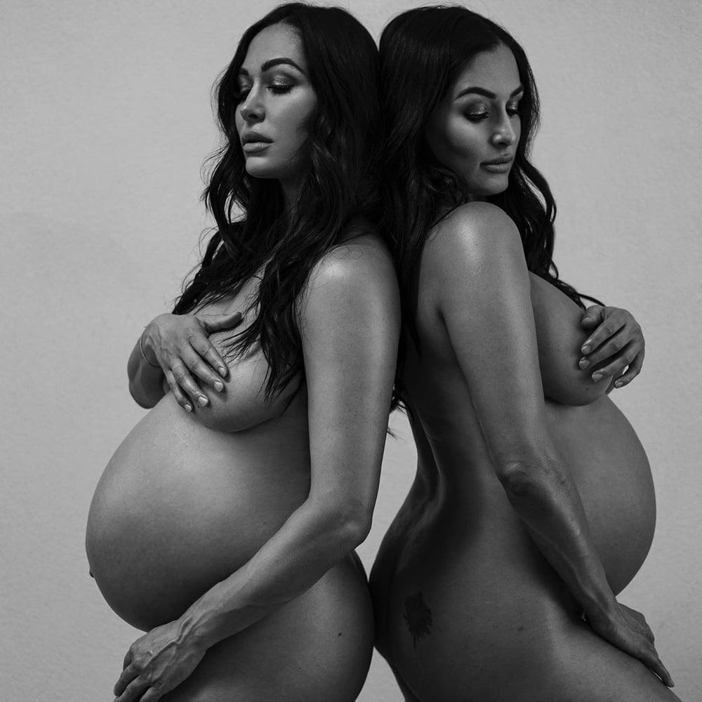 14P Nikki and Brie Bella nude pregnancy photoshoot