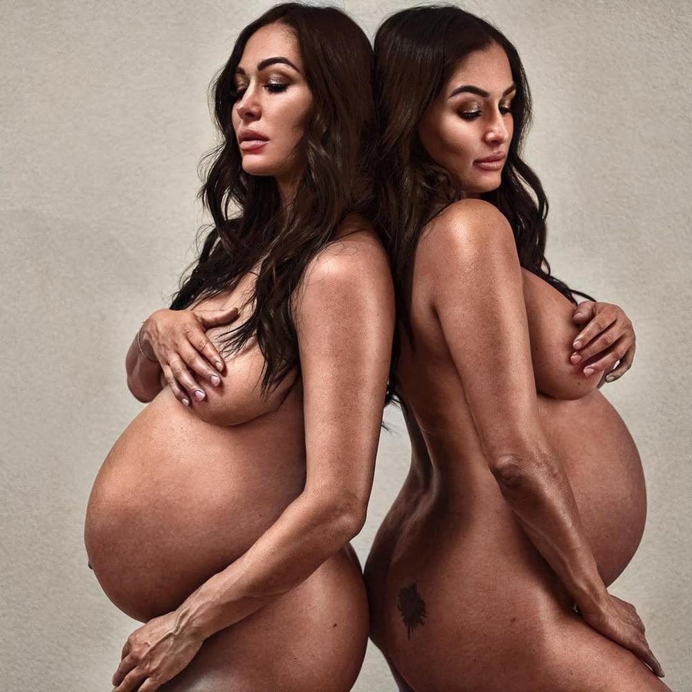 14P Nikki and Brie Bella nude pregnancy photoshoot