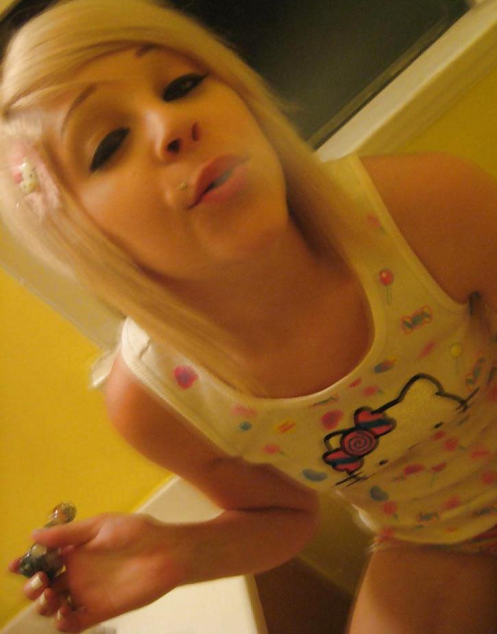 7P Blonde teen Smoking