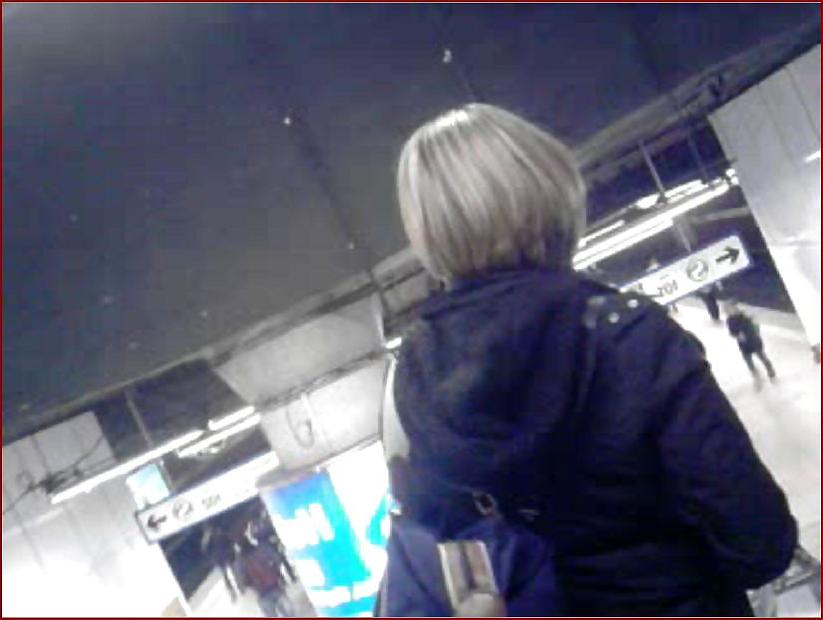 24P Blond business woman upskirt