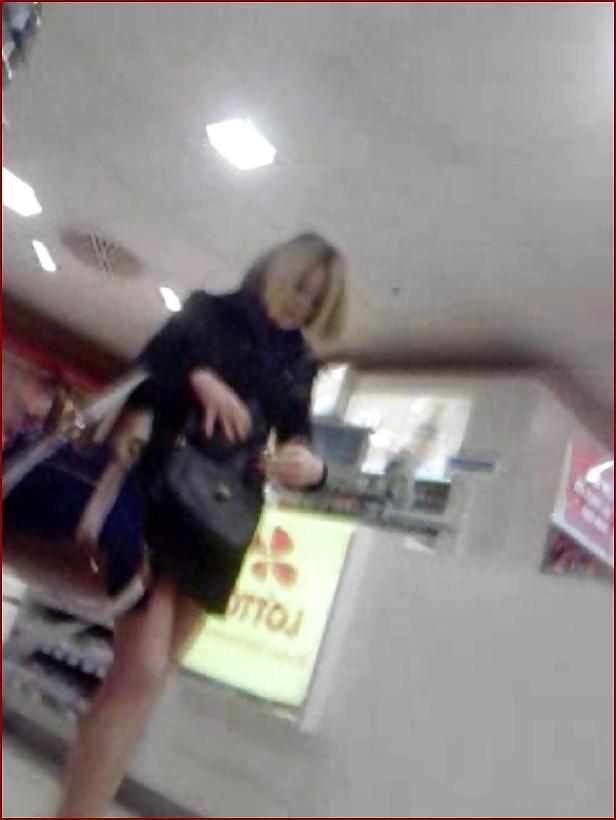 24P Blond business woman upskirt