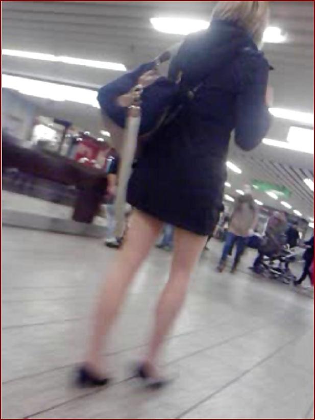 24P Blond business woman upskirt