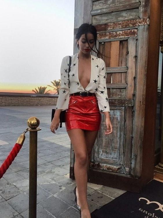 25P Red Leather Skirt 3 - By Redbull18