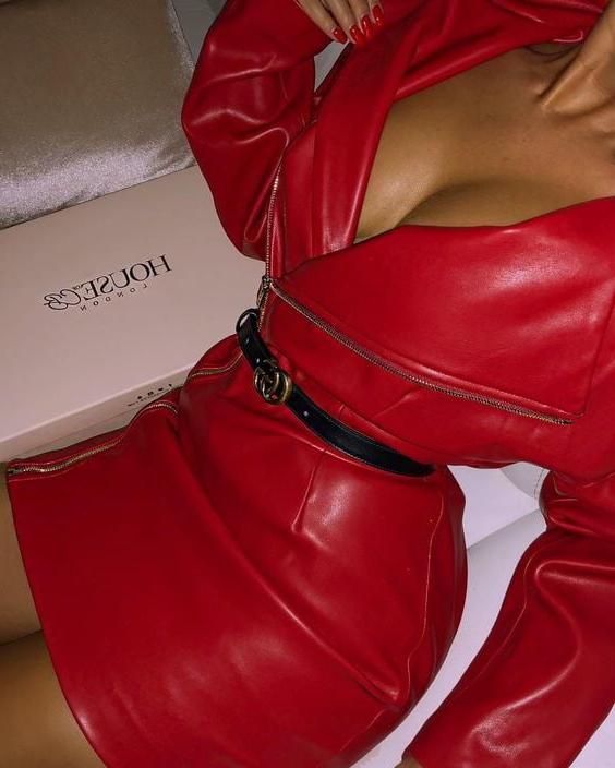 25P Red Leather Skirt 3 - By Redbull18