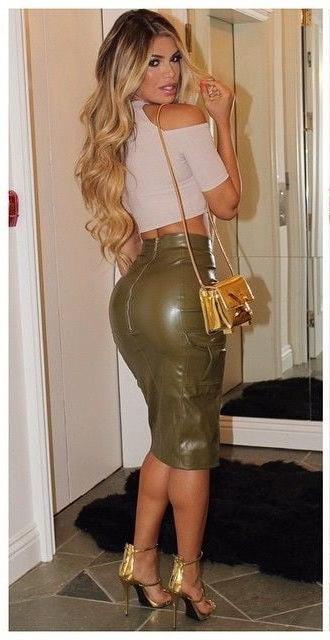13P Green Leather Skirt 2 - by Redbull18