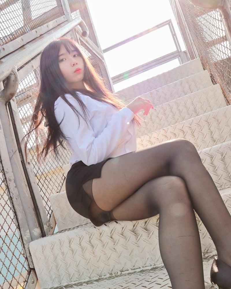 25P black stockings nylon pantyhose sexy legs 15
