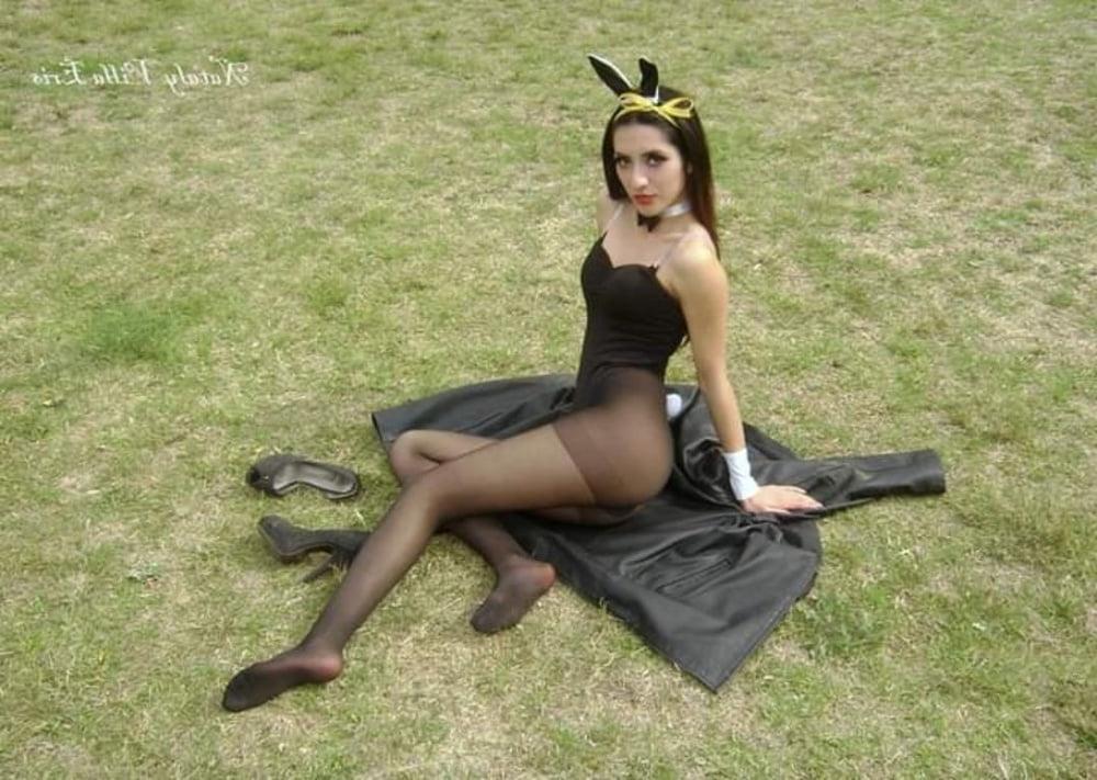 24P black stockings nylon pantyhose sexy legs 14