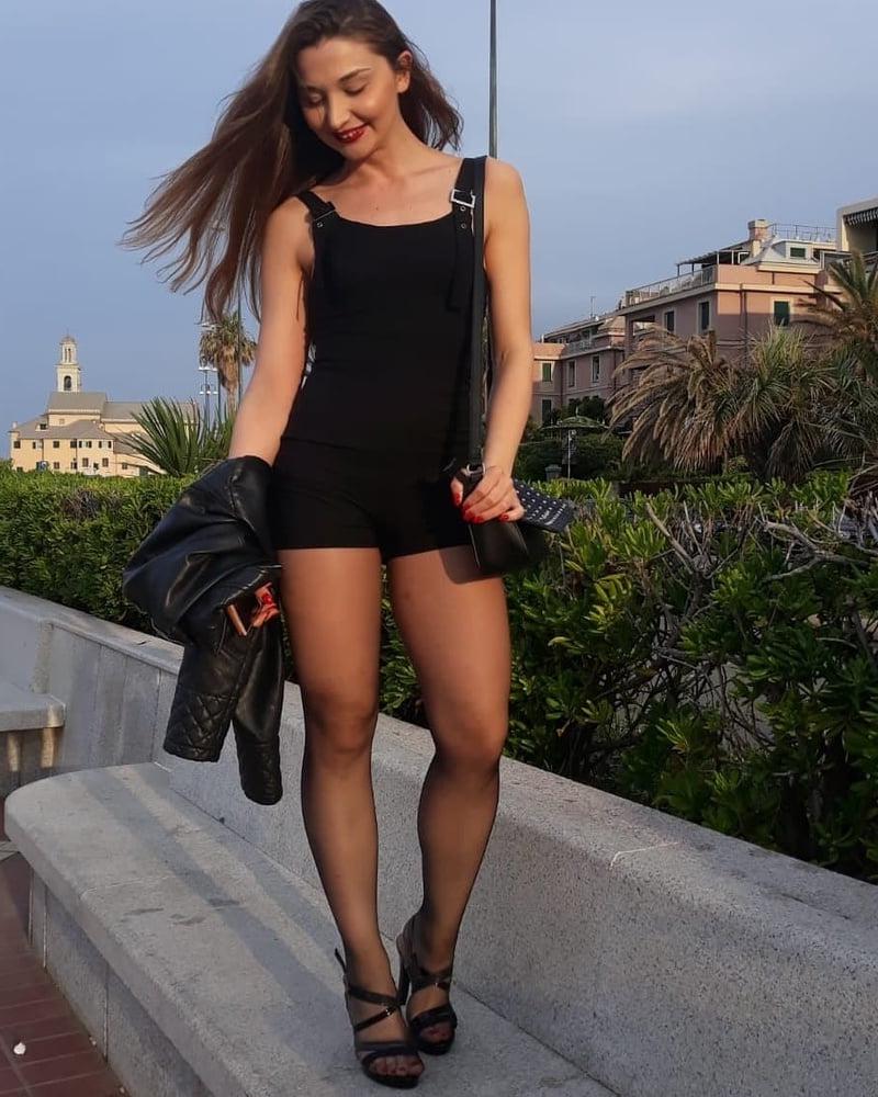 25P black stockings nylon pantyhose sexy legs 11