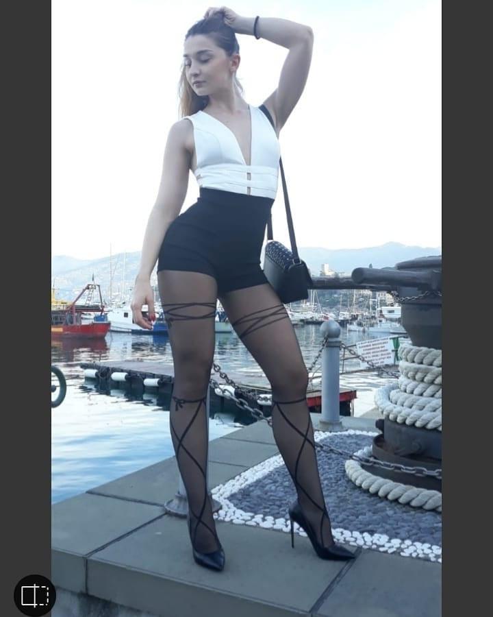 25P black stockings nylon pantyhose sexy legs 11