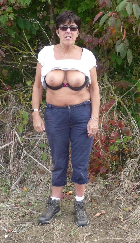 21P Big Boobed Amateur 60+ GILF Flashing and Sunbathing