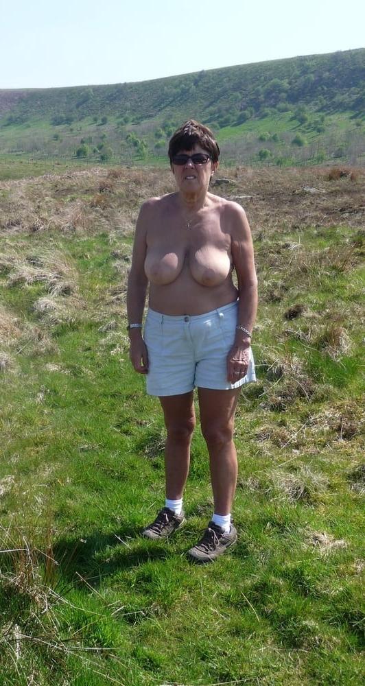 21P Big Boobed Amateur 60+ GILF Flashing and Sunbathing