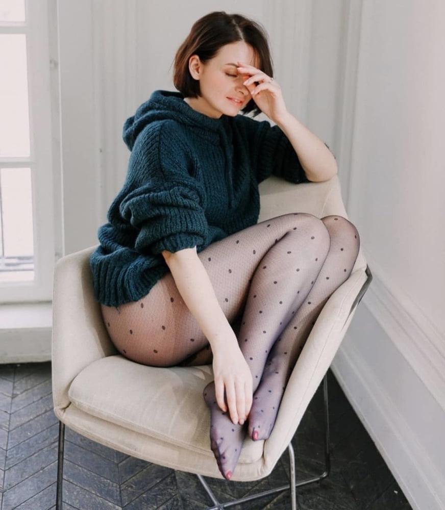 25P Black stockings nylon pantyhose sexy legs 4