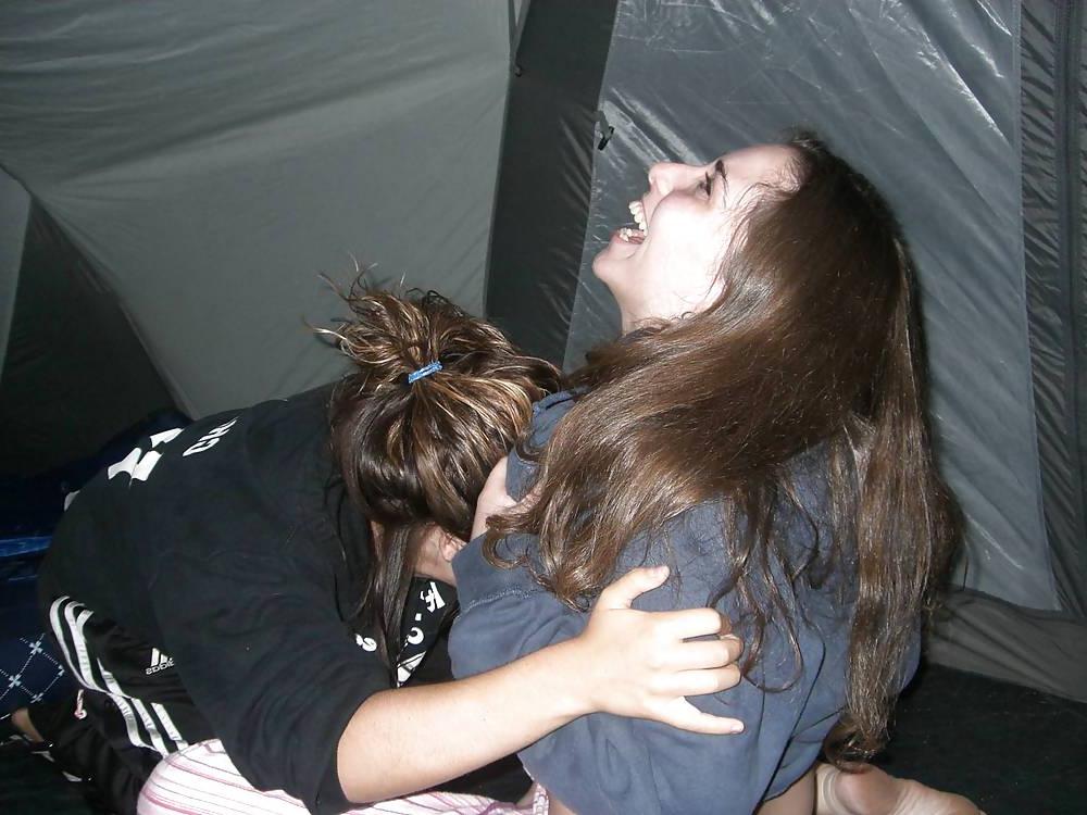 25P Teens having fun on holiday (campsite)