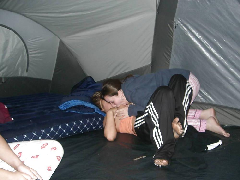 25P Teens having fun on holiday (campsite)