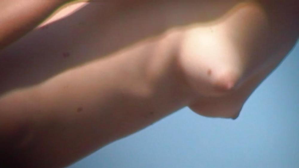 6P Girl at beach with tiny perky boobs
