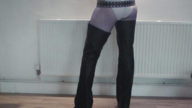 13P Leotard leather and heels