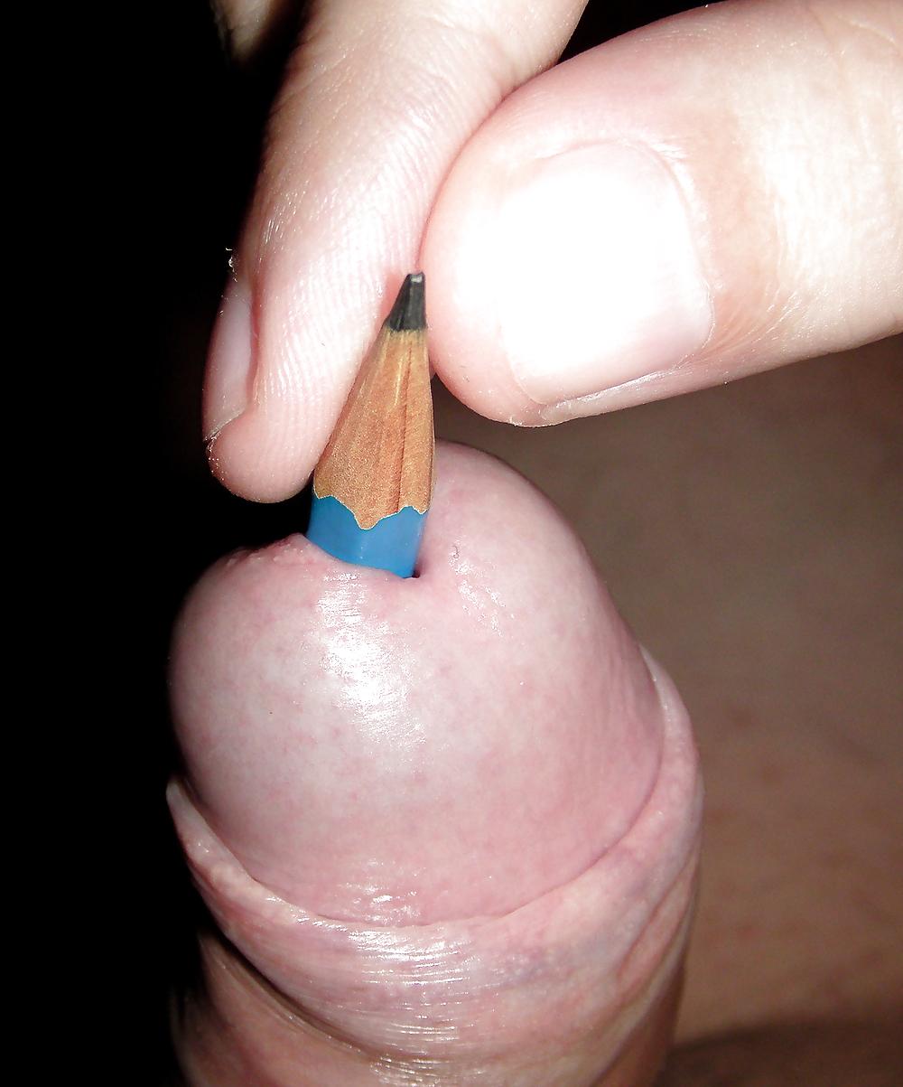 25P PENCIL PUSHED DEEP IN MY COCKHOLE!