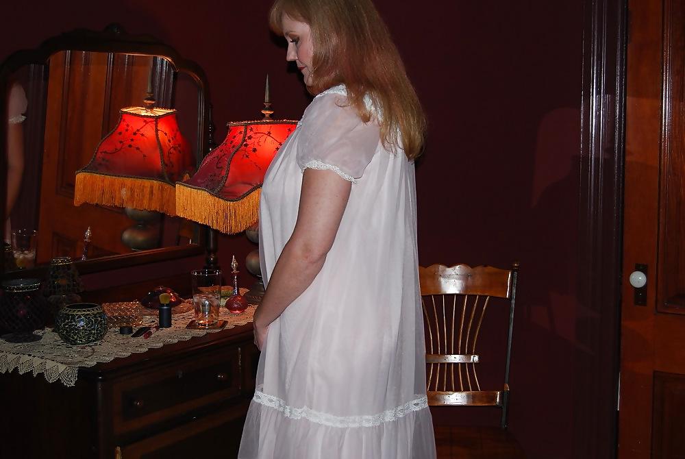 13P Mature Woman In White Full Cut Panties And Pantyhose