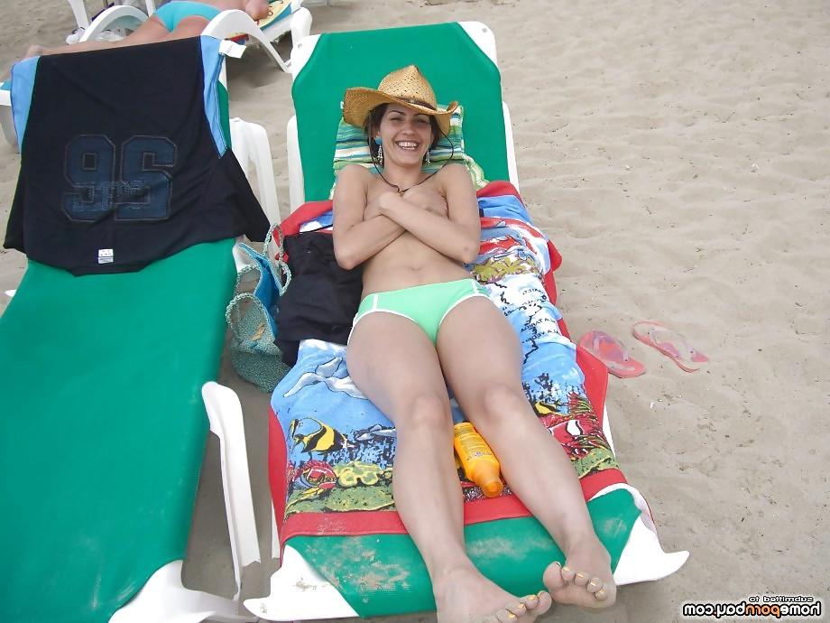 10P Horny tanned beach girl