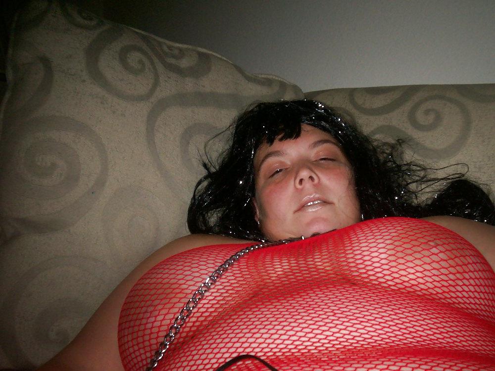 25P My wife in red body suit on a collar n leash