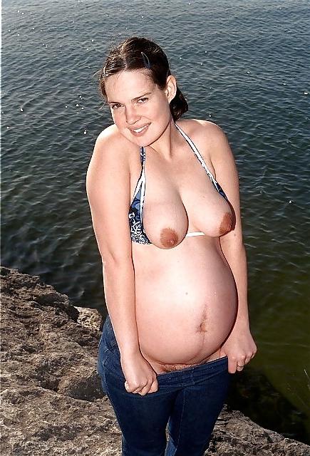 9P Hairy pregnant wife at the beach - jack off to her