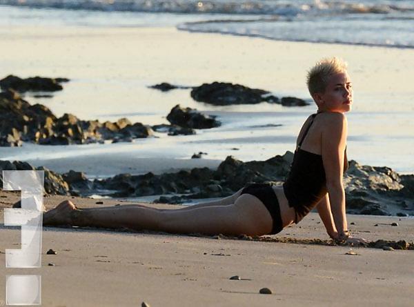 22P Sexy Miley Cyrus Bikini Beach Yoga Girl in Costa Rica 2013