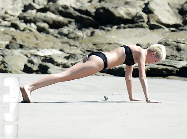 22P Sexy Miley Cyrus Bikini Beach Yoga Girl in Costa Rica 2013