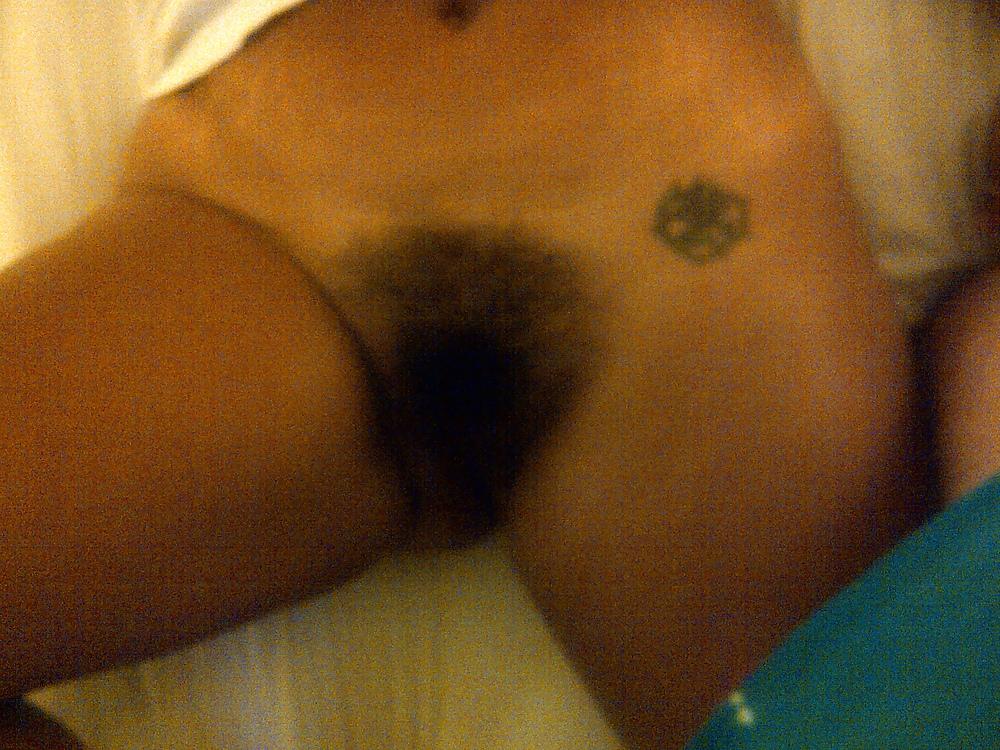 25P Hairy mile shows nice bush in and out of panties. Comment !!