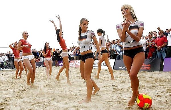 19P babes play beach soccer