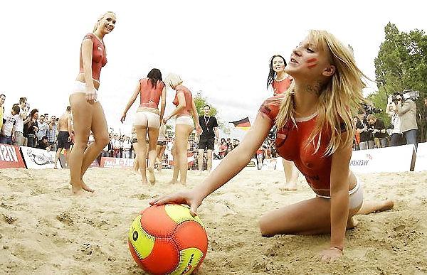 19P babes play beach soccer